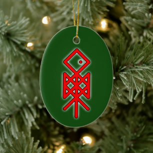Ojo de Odin Viking Bindrune Yule Ornamento cerámic