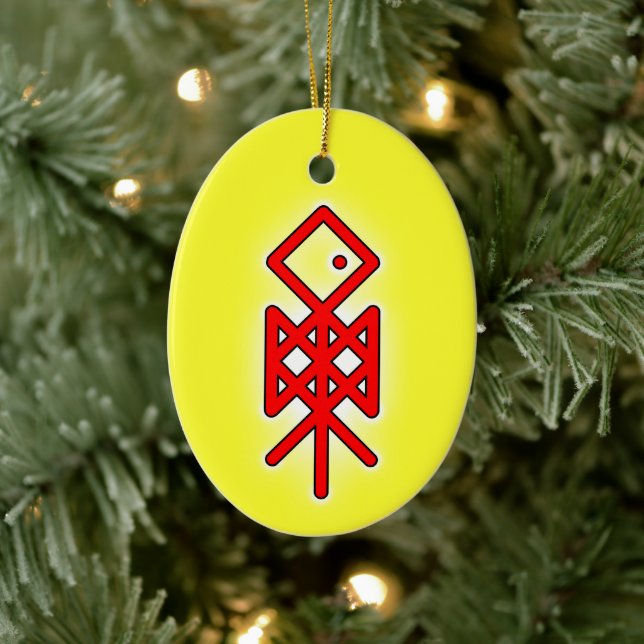 Ojo de Odin Viking Bindrune Yule Ornamento cerámic (Árbol)