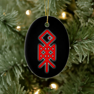 Ojo de Odin Viking Bindrune Yule Ornamento cerámic
