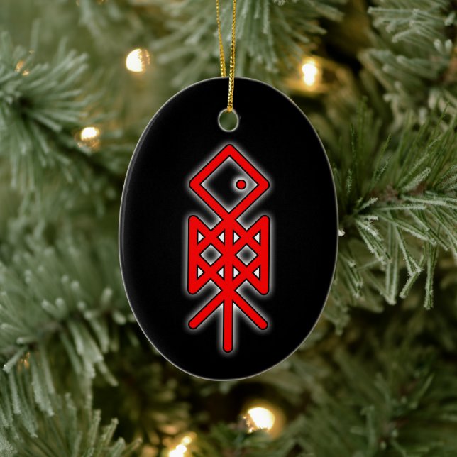 Ojo de Odin Viking Bindrune Yule Ornamento cerámic (Árbol)