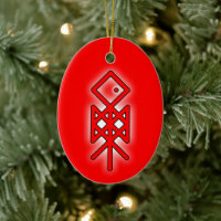 Ojo de Odin Viking Bindrune Yule Ornamento cerámic