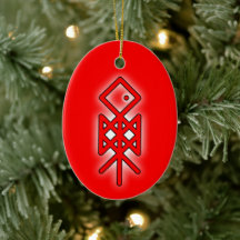 Ojo de Odin Viking Bindrune Yule Ornamento cerámic