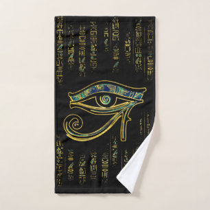 Ojo egipcio de Horus en hieroglyphics y mármol