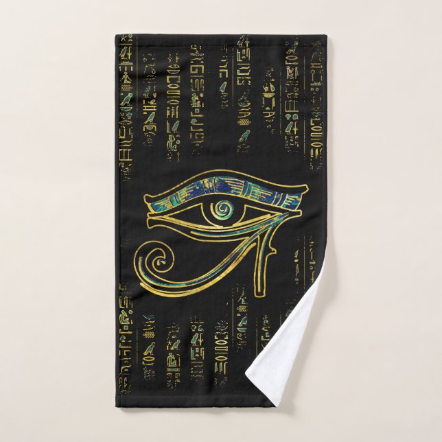 Ojo egipcio de Horus en hieroglyphics y mármol (Toalla de mano)