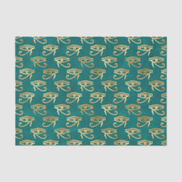 Ojo egipcio verde y dorado de papel de árbol de ra