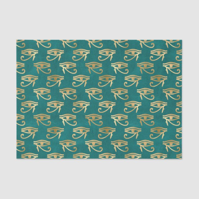 Ojo egipcio verde y dorado de papel de árbol de ra (Anverso)