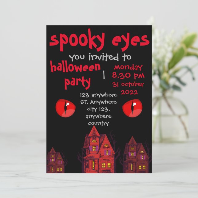 Ojo espeluznante, invitación a fiesta de Halloween (Anverso de pie)