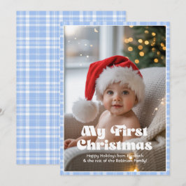 Ojos Azules de Bebé Gingham Mi Primer Navidad Bebé