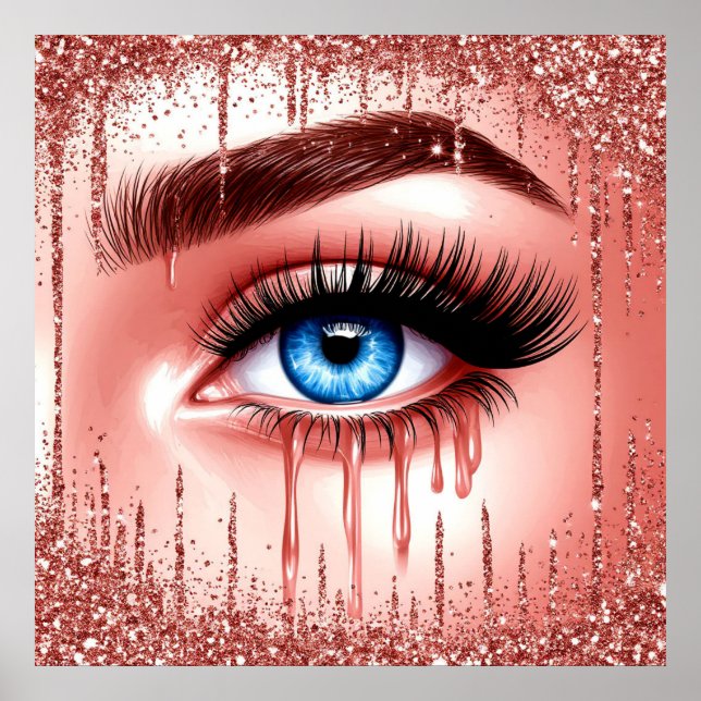 💋 Ojos Azules Dramáticos Decoración Glam Para Ama (Frente)