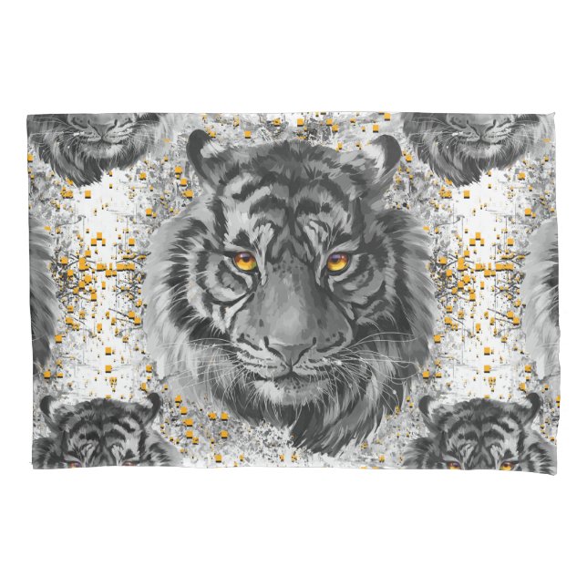 Ojos de tigre - Colorida funda de almohada de tigr (Anverso)