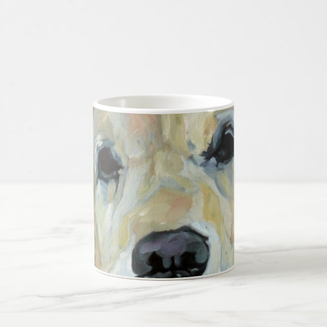Ojos del golden retriever y taza del arte de la (Centro)