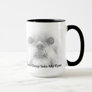 Ojos del perro de Bruselas Griffon de la taza