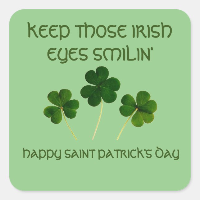 OJOS IRLANDESES ST. PEGATINAS DE PATRICK'S DAY Squ (Anverso)