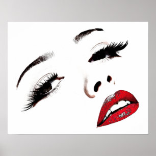Ojos oscuros Rojos Lips Mujeres Enfrentan Arte De 