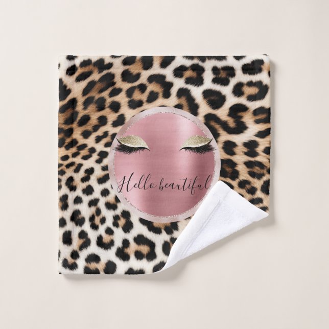 Ojos Purpurinas de oro del leopardo del crema marr (Toallita)