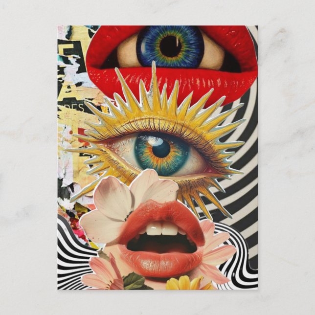 Ojos y labios surrealistas Tarjeta postal (Anverso)