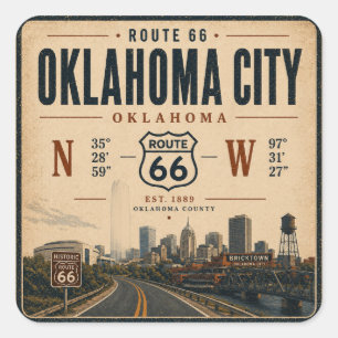 Oklahoma City Ruta 66 Coordenadas Calcomanía