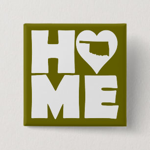 Oklahoma Hogar Corazón Estado Botón Insignia Pin