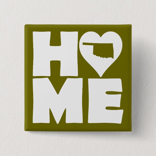 Oklahoma Hogar Corazón Estado Botón Insignia Pin (Anverso)