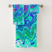 Ola abstracta groovy azul y verde remolino líquido