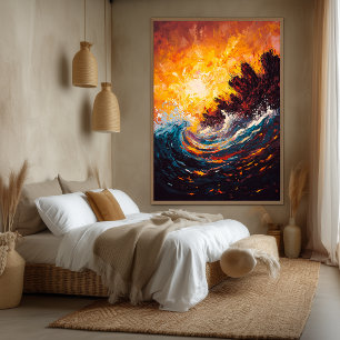 Ola Ardiente del Océano Arte Expressionista Contem