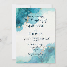 Ola de acuarela - Invitación de boda