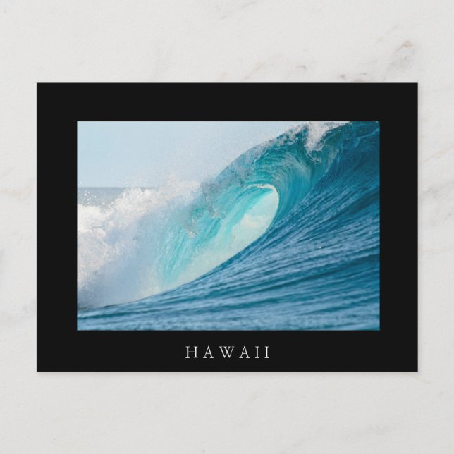 Ola de barril de surf, Hawaii, postal negra (Anverso)