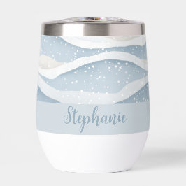 Ola de Nieve Invernal Azul con Patrón Personalizad