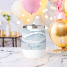 Ola de Nieve Invernal Azul con Patrón Personalizad
