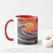 Ola de puesta de sol vintage | Taza de café tropic