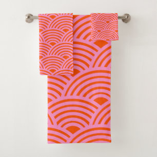 Ola japonesa Seigaiha Patrón Preppy Naranja Rosa