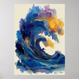 Ola líquida de surfista abstracto Arte Océano Colo
