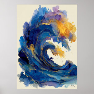 Ola líquida de surfista abstracto Arte Océano Colo