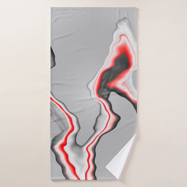 Ola roja y blanca abstracta, patrón zigzag, (Toalla de baño)