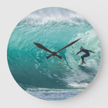 Ola, surfer, hermoso reloj de pared paisajista