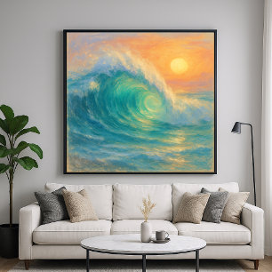 Ola Turquesa - Arte de Estilo de Pintura Pastel