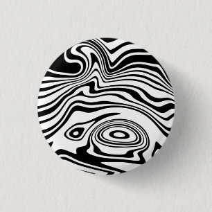 Olas abstractas botón blanco negro - Personalizabl