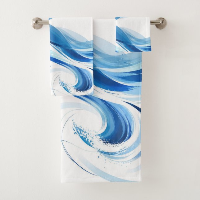 Olas abstractas del océano azul arte verano (In situ)