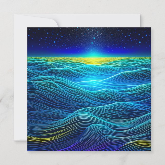 Olas azules etéreas y atardecer oceánico (Anverso)