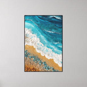 Olas de Océano Azul con Costa Empe drada – Arte ab