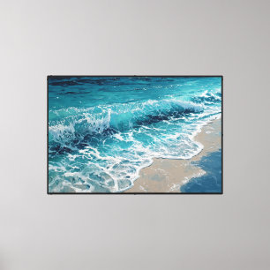 Olas de Océano Azul en la Orilla Arenosa Arte Abst