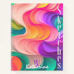 Olas de papel coloridas cuaderno de bocetos de pat