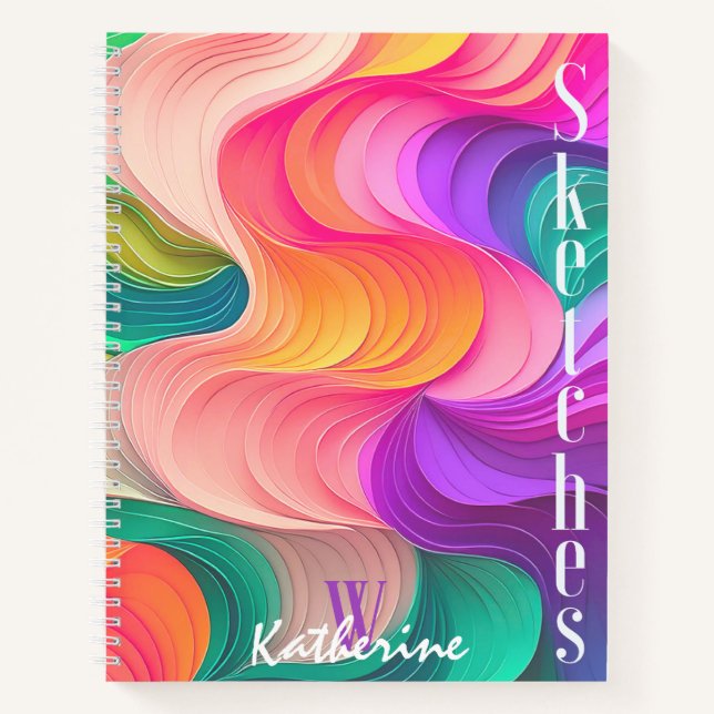 Olas de papel coloridas cuaderno de bocetos de pat (Anverso)