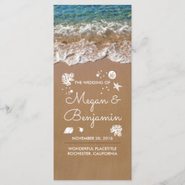 Olas de playa azul y programas de bodas de arena