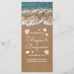 Olas de playa azul y programas de bodas de arena