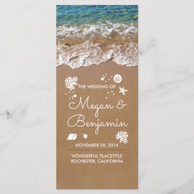 Olas de playa azul y programas de bodas de arena (Anverso)