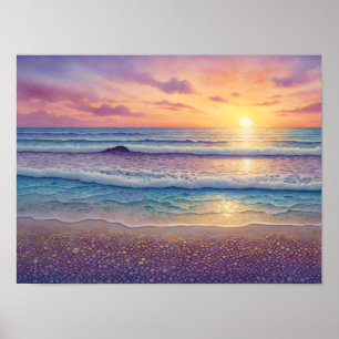 Olas de playa hermosas y arte de costa