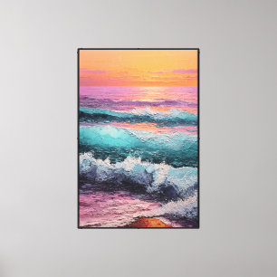 Olas del Océano al Atardecer – Arte Abstracto para
