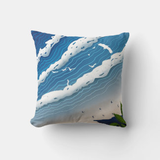 Olas del Océano Almohada Azul Costera Cushion
