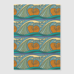 Olas del océano azul Nautilus Seashell Pattern Nou